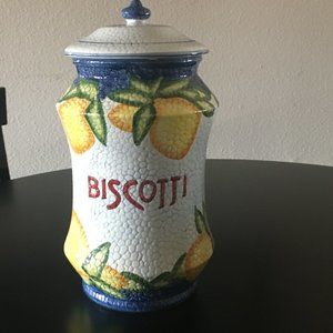 Nonni's Handmade Biscotti Jar with Lemon Pattern